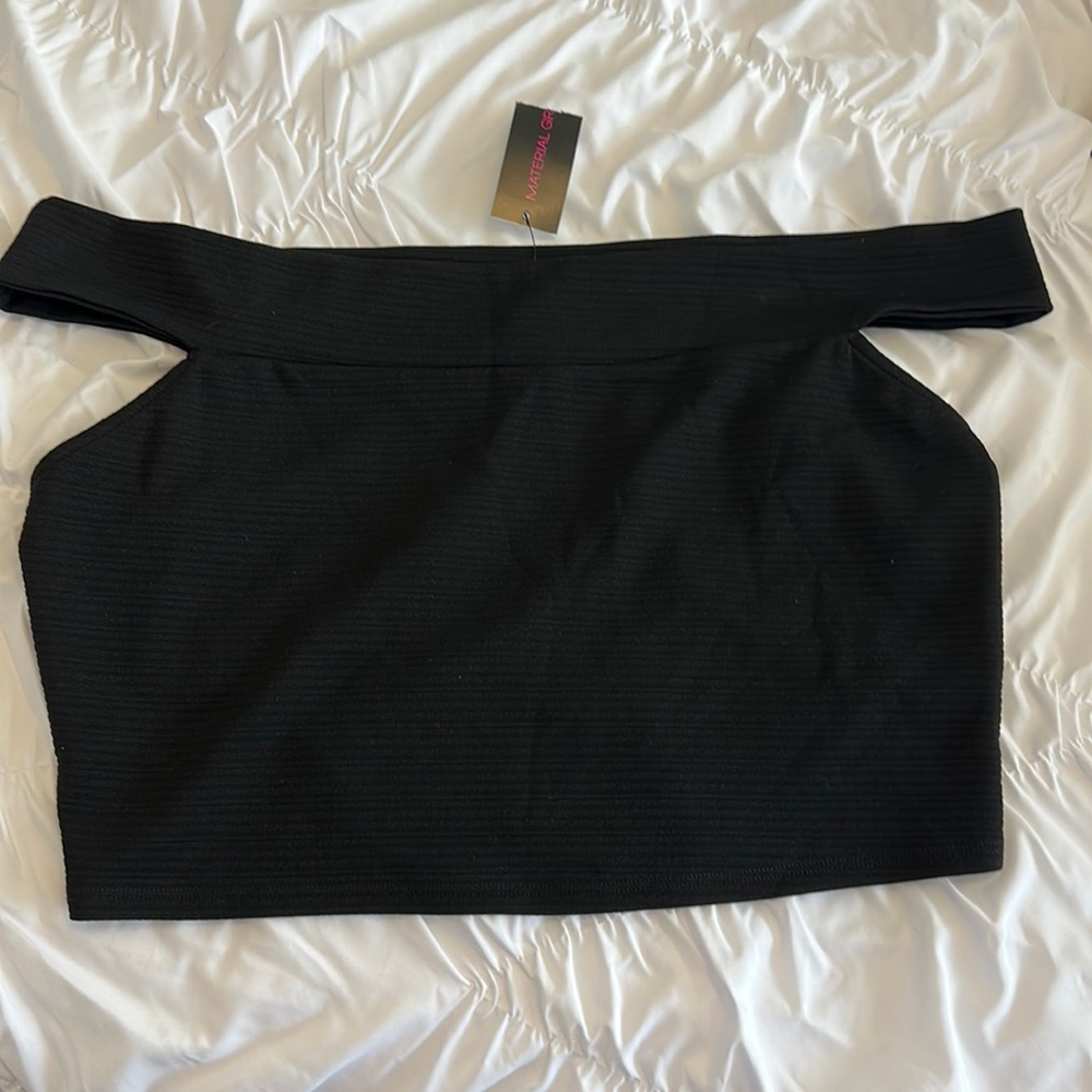 Material girl off the shoulder crop top
